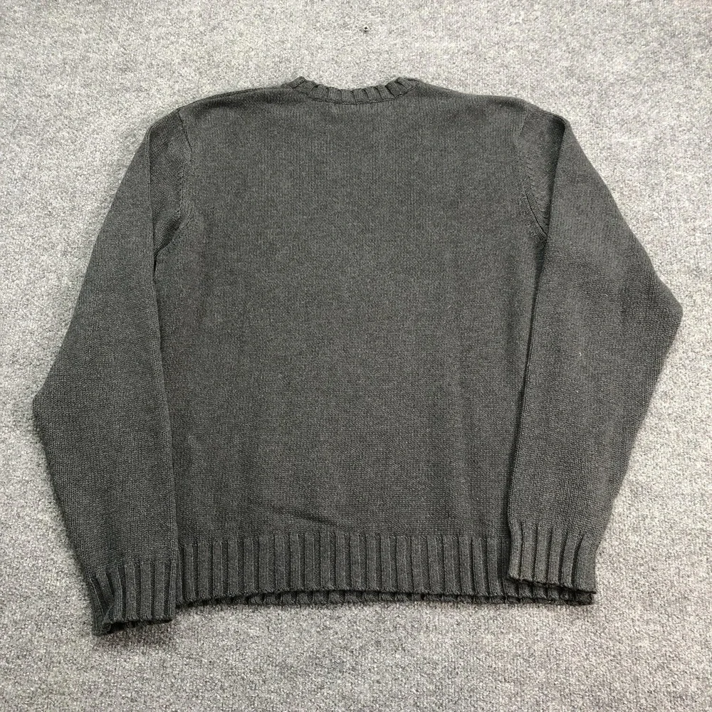Old Navy Sweater Mens Large Gray Stripe Crewneck Cotton Knit Pullover Casual